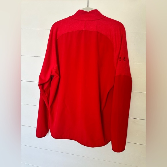 Under Armour Men’s Cold Gear Red Loose Quarter Zip Shirt Top Sweater X-Large - Picture 2 of 7